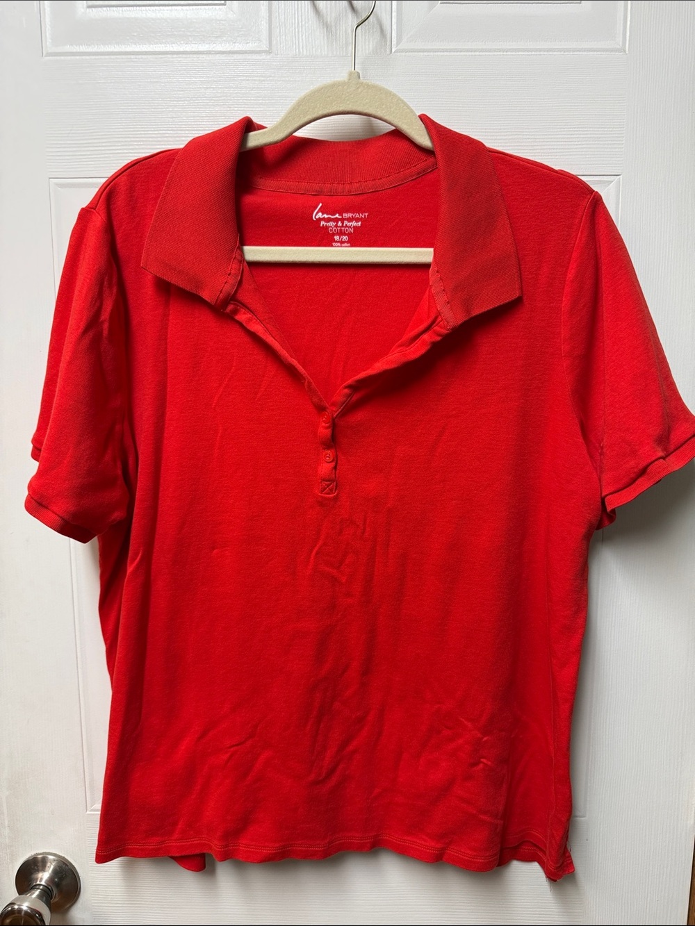 Lane Bryant Red Short Sleeve Polo Top